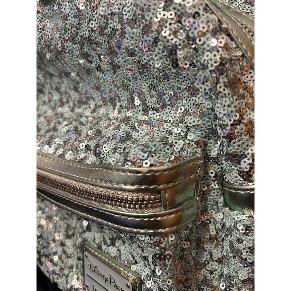 Disney Parks Loungefly Arendelle Aqua Sequins Minnie Mouse Backpack Retired READ main image 6